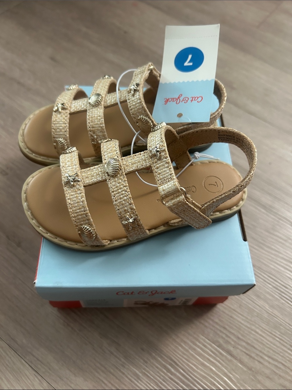 Cat & Jack toddler ' Tan Woven Shell Accent Sandals